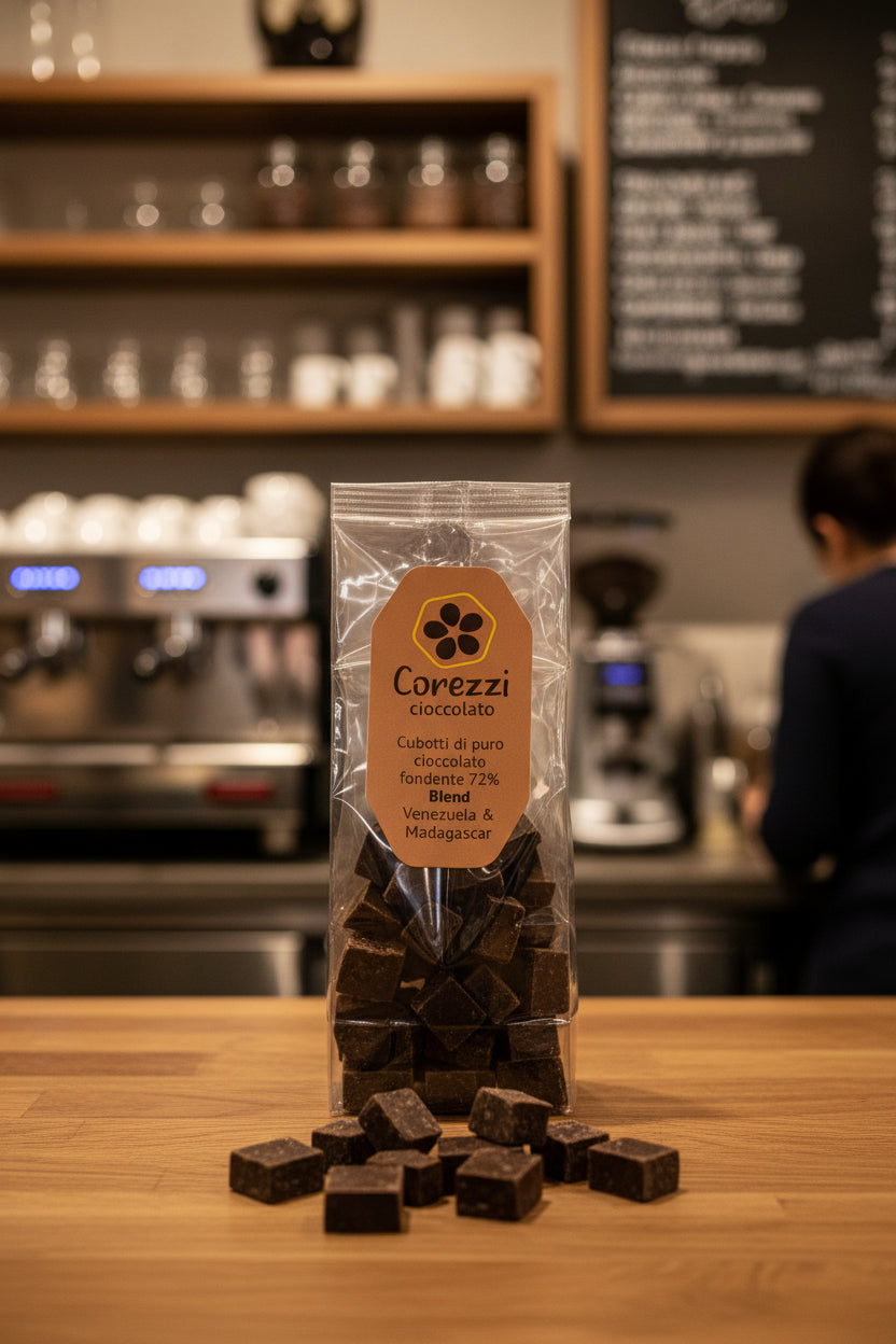 Fondente Extra 72% Monorigine Venezuela & Perù - Cubotti 100g - Corezzi Cioccolato